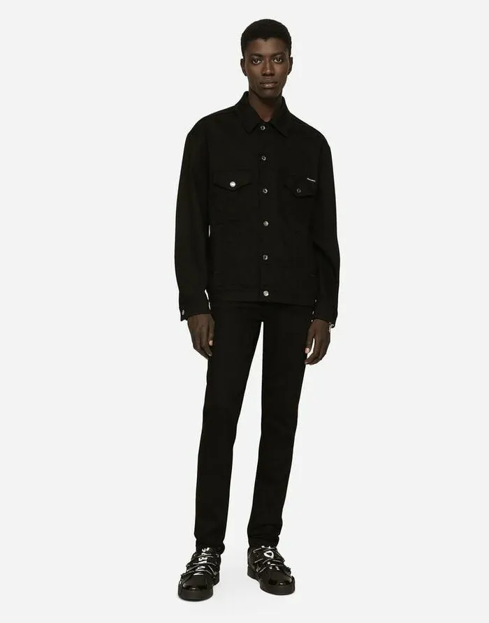 Dolce and Gabbana Coats And Jackets Men Black Wash Stretch Denim Jacket Multicolor Dolce and Gabbana Coats And Jackets Men Black Wash Stretch Denim Jacket Multicolor