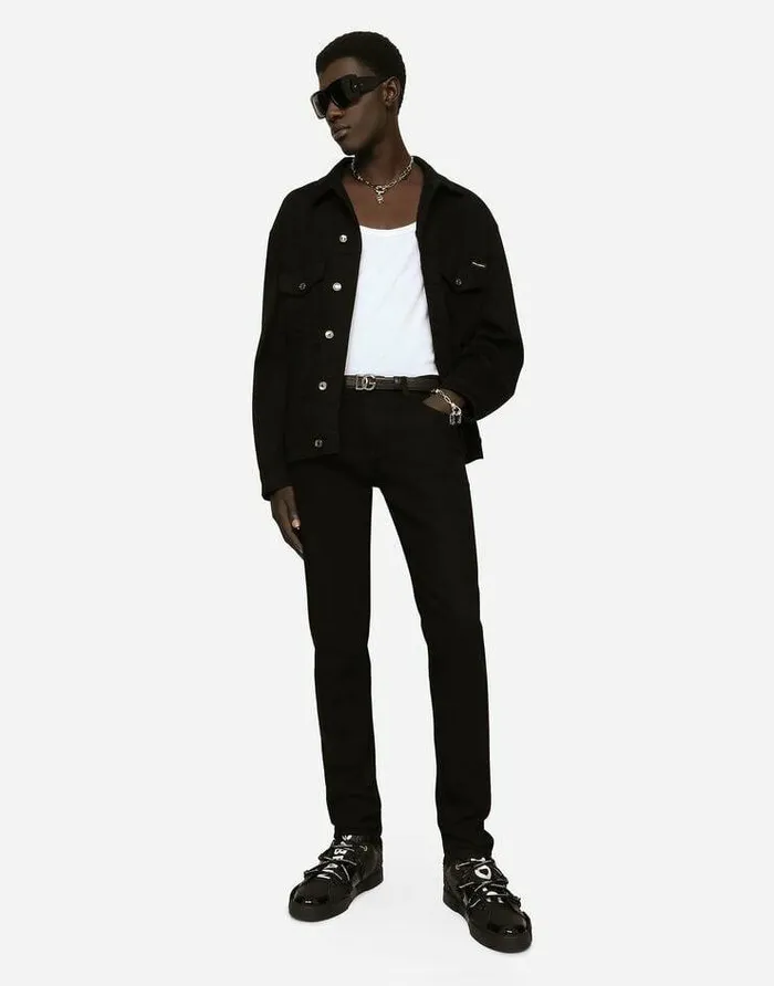 Dolce and Gabbana Coats And Jackets Men Black Wash Stretch Denim Jacket Multicolor Dolce and Gabbana Coats And Jackets Men Black Wash Stretch Denim Jacket Multicolor