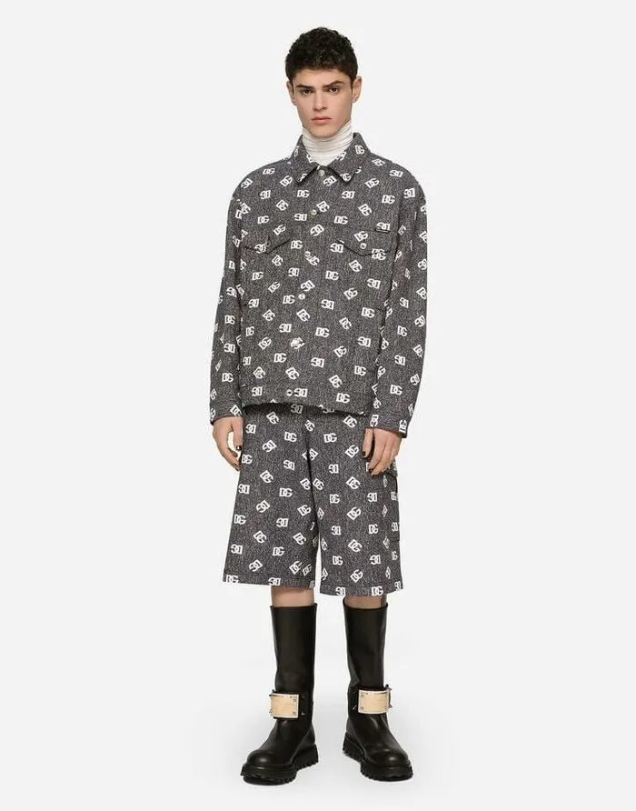 Dolce and Gabbana Coats And Jackets Men Cotton Jacquard Jacket With DG Logo Multicolor Dolce and Gabbana Coats And Jackets Men Cotton Jacquard Jacket With DG Logo Multicolor