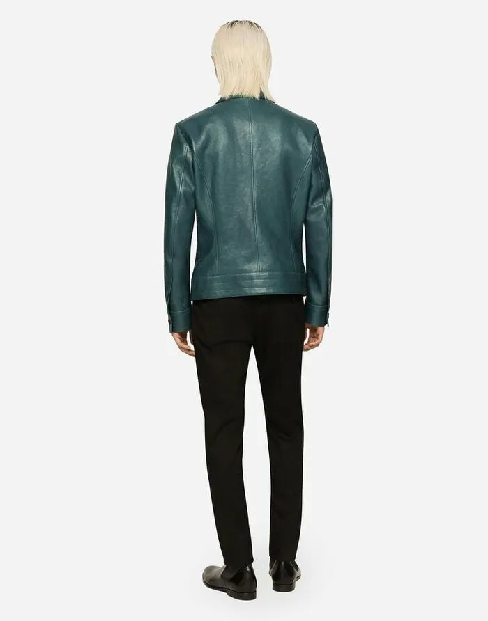 Dolce and Gabbana Coats And Jackets Men Leather Jacket Blue Dolce and Gabbana Coats And Jackets Men Leather Jacket Blue
