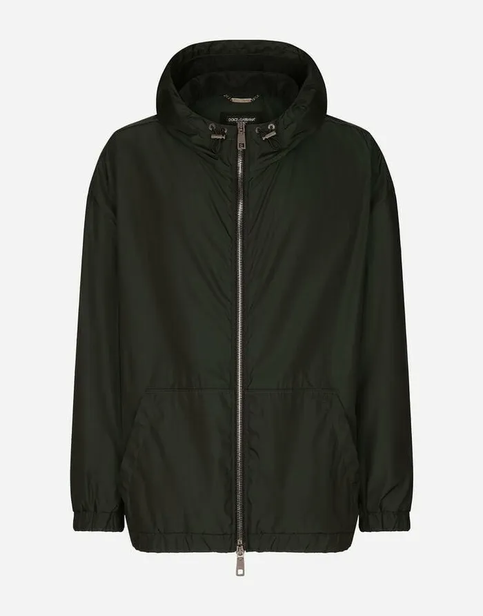 Dolce and Gabbana Coats And Jackets Men Nylon Jacket With Hood Grey