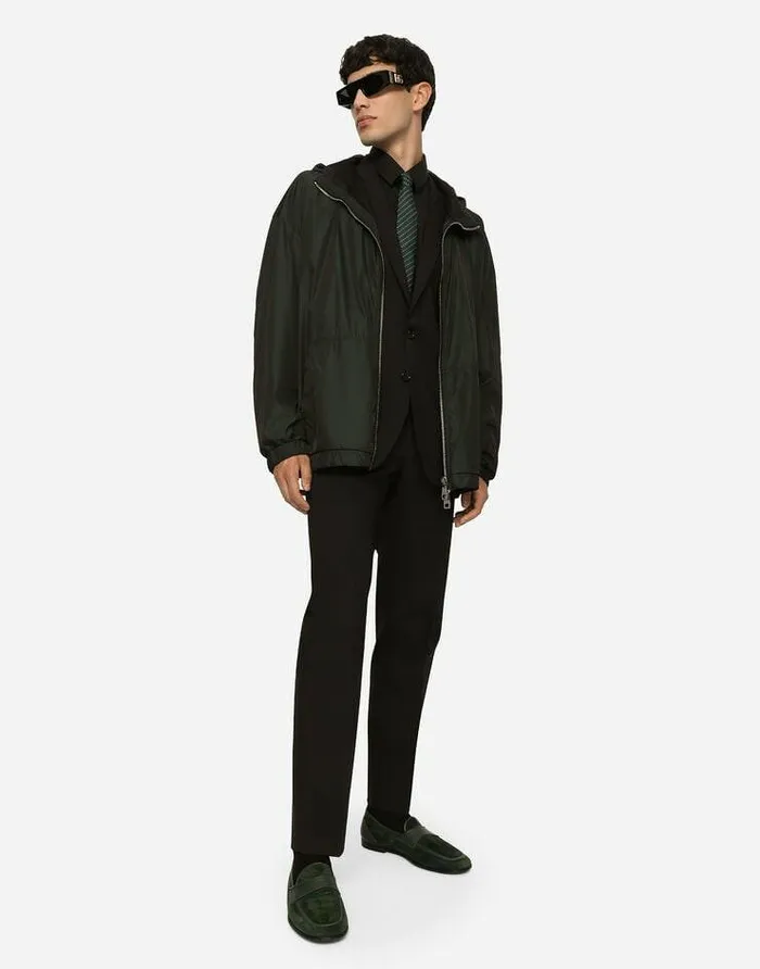 Dolce and Gabbana Coats And Jackets Men Nylon Jacket With Hood Grey Dolce and Gabbana Coats And Jackets Men Nylon Jacket With Hood Grey