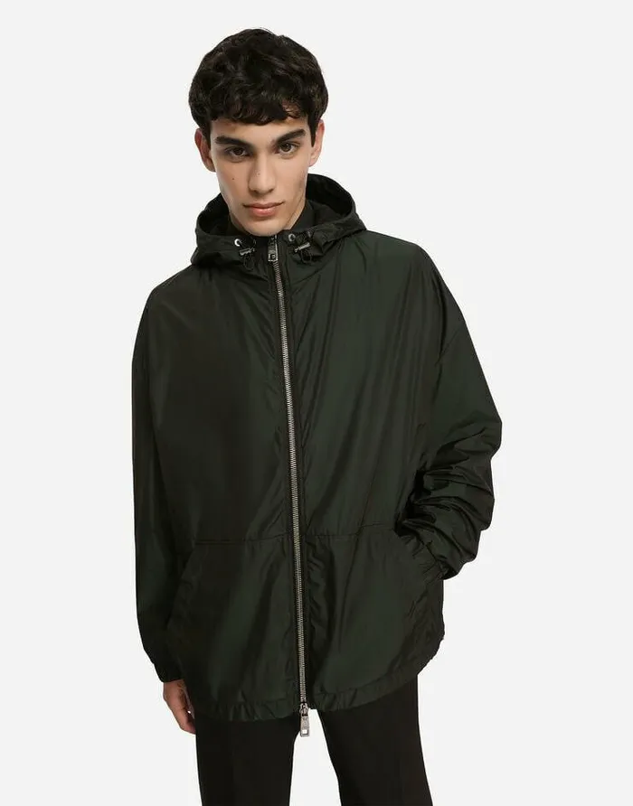 Dolce and Gabbana Coats And Jackets Men Nylon Jacket With Hood Grey Dolce and Gabbana Coats And Jackets Men Nylon Jacket With Hood Grey