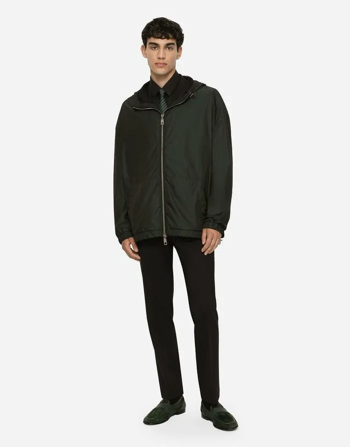 Dolce and Gabbana Coats And Jackets Men Nylon Jacket With Hood Grey Dolce and Gabbana Coats And Jackets Men Nylon Jacket With Hood Grey
