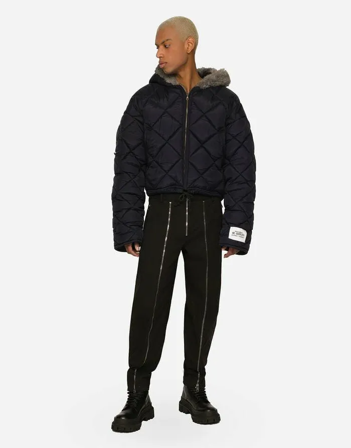 Dolce and Gabbana Coats And Jackets Men Quilted Canvas Jacket With Hood Blue Dolce and Gabbana Coats And Jackets Men Quilted Canvas Jacket With Hood Blue