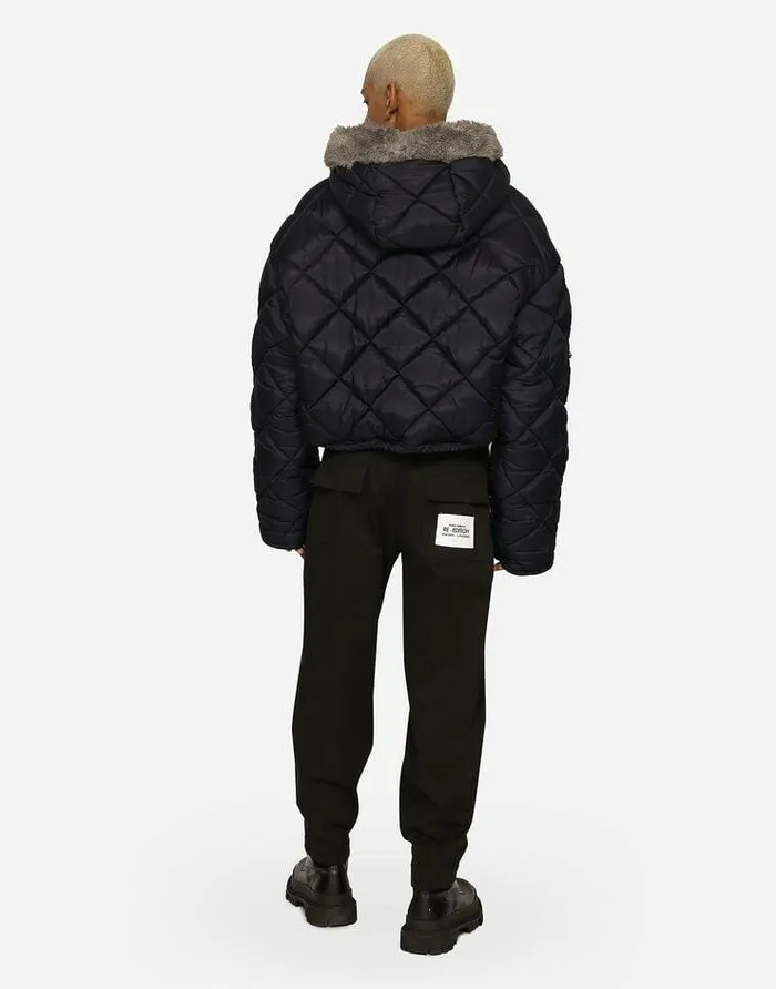 Dolce and Gabbana Coats And Jackets Men Quilted Canvas Jacket With Hood Blue Dolce and Gabbana Coats And Jackets Men Quilted Canvas Jacket With Hood Blue