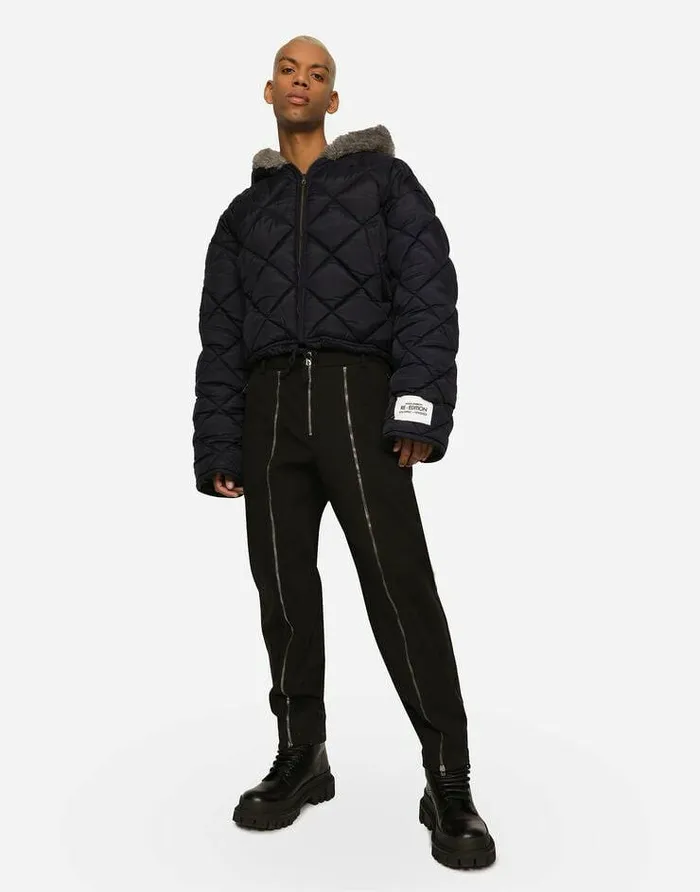 Dolce and Gabbana Coats And Jackets Men Quilted Canvas Jacket With Hood Blue Dolce and Gabbana Coats And Jackets Men Quilted Canvas Jacket With Hood Blue
