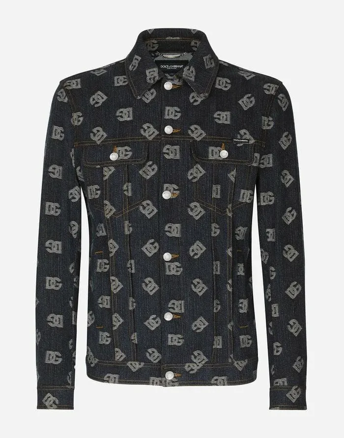 Dolce and Gabbana Coats And Jackets Men Stretch Cotton Jacquard Jacket With DG Logo Blue Dolce and Gabbana Coats And Jackets Men Stretch Cotton Jacquard Jacket With DG Logo Blue