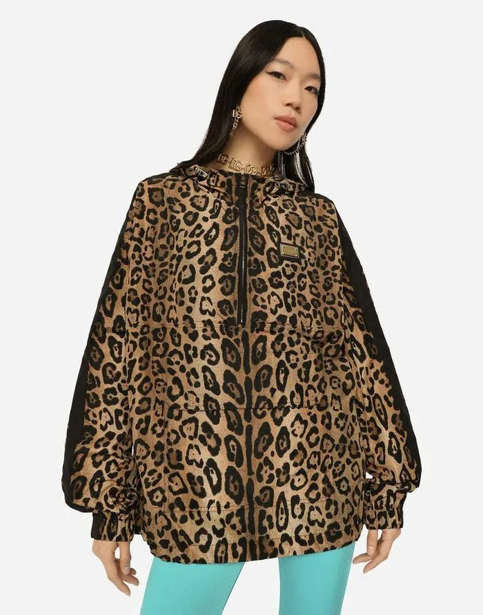 Dolce and Gabbana Coats And Jackets Women Leopardprint Nylon Anorak Multicolor Dolce and Gabbana Coats And Jackets Women Leopardprint Nylon Anorak Multicolor