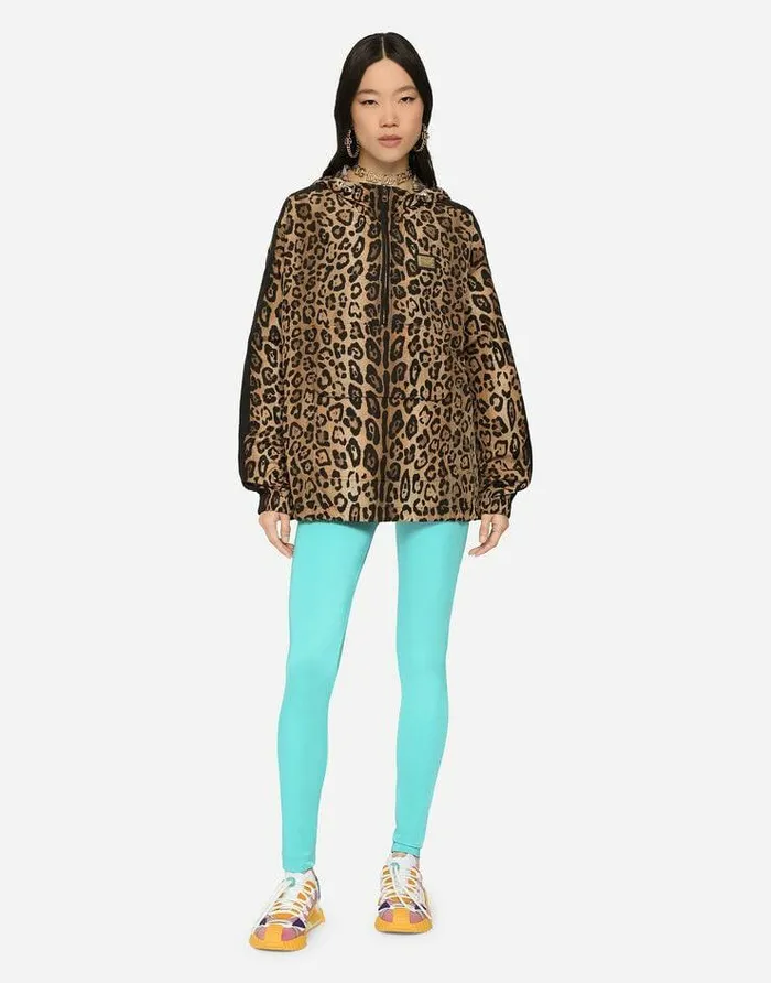 Dolce and Gabbana Coats And Jackets Women Leopardprint Nylon Anorak Multicolor Dolce and Gabbana Coats And Jackets Women Leopardprint Nylon Anorak Multicolor