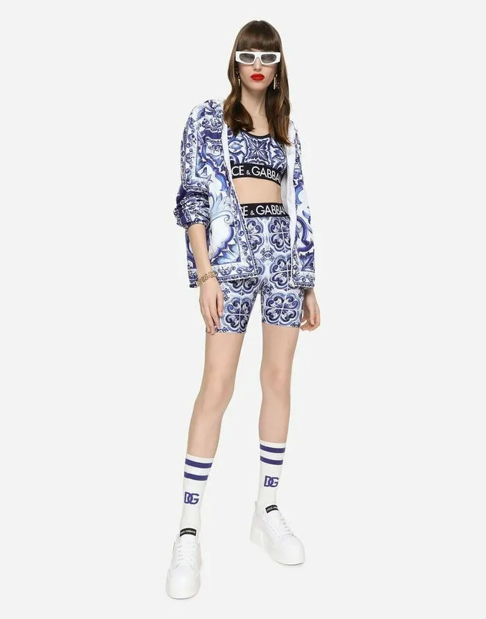 Dolce and Gabbana Coats And Jackets Women Majolicaprint Windbreaker With Hood Multicolor Dolce and Gabbana Coats And Jackets Women Majolicaprint Windbreaker With Hood Multicolor