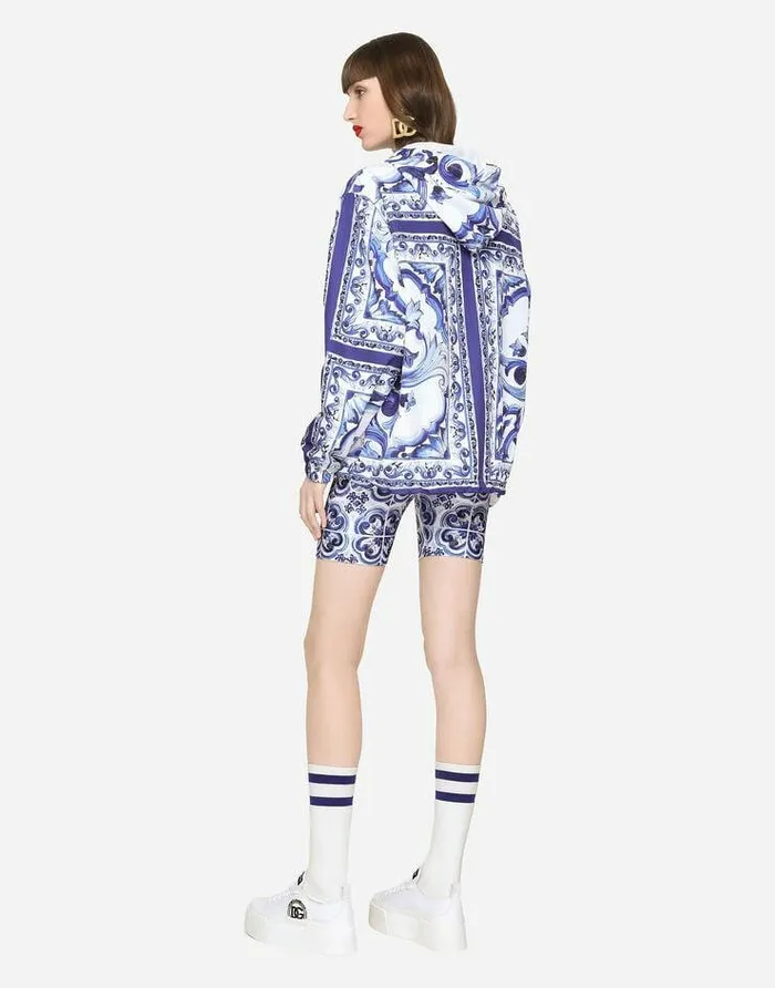 Dolce and Gabbana Coats And Jackets Women Majolicaprint Windbreaker With Hood Multicolor Dolce and Gabbana Coats And Jackets Women Majolicaprint Windbreaker With Hood Multicolor