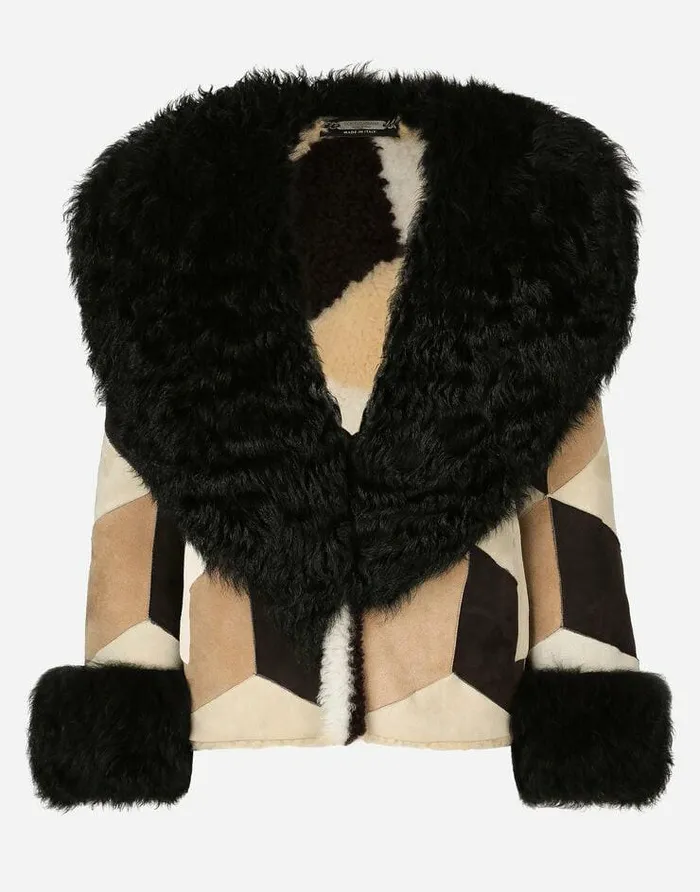 Dolce and Gabbana Coats And Jackets Women Short Heavy Jacket In Sheepskin Patchwork Multicolor Dolce and Gabbana Coats And Jackets Women Short Heavy Jacket In Sheepskin Patchwork Multicolor