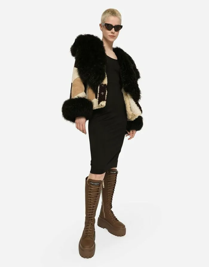 Dolce and Gabbana Coats And Jackets Women Short Heavy Jacket In Sheepskin Patchwork Multicolor Dolce and Gabbana Coats And Jackets Women Short Heavy Jacket In Sheepskin Patchwork Multicolor