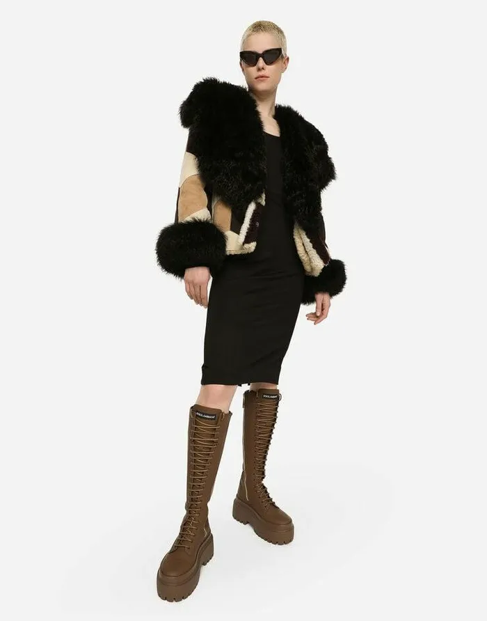 Dolce and Gabbana Coats And Jackets Women Short Heavy Jacket In Sheepskin Patchwork Multicolor Dolce and Gabbana Coats And Jackets Women Short Heavy Jacket In Sheepskin Patchwork Multicolor