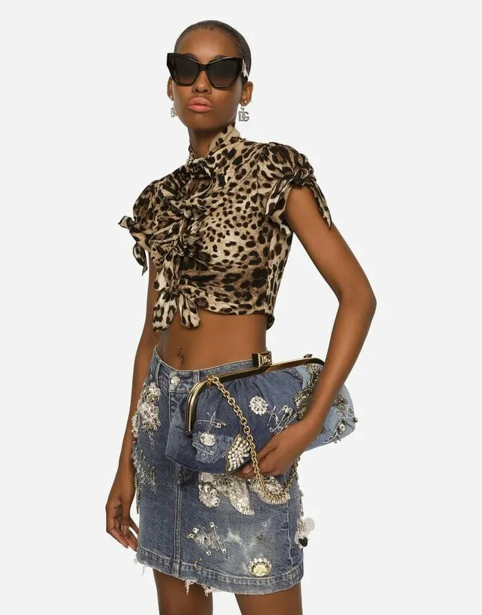 Dolce and Gabbana Denim Bags Women Patchwork Denim Maria Clutch With Embroidery Denim Dolce and Gabbana Denim Bags Women Patchwork Denim Maria Clutch With Embroidery Denim