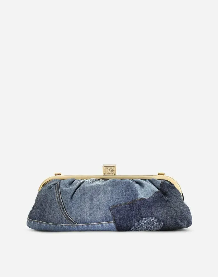 Dolce and Gabbana Denim Bags Women Patchwork Denim Maria Clutch With Embroidery Denim Dolce and Gabbana Denim Bags Women Patchwork Denim Maria Clutch With Embroidery Denim