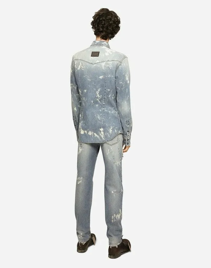 Dolce and Gabbana Denim Men Bleached Wash Slimfit Stretch Denim Jeans Multicolor Dolce and Gabbana Denim Men Bleached Wash Slimfit Stretch Denim Jeans Multicolor