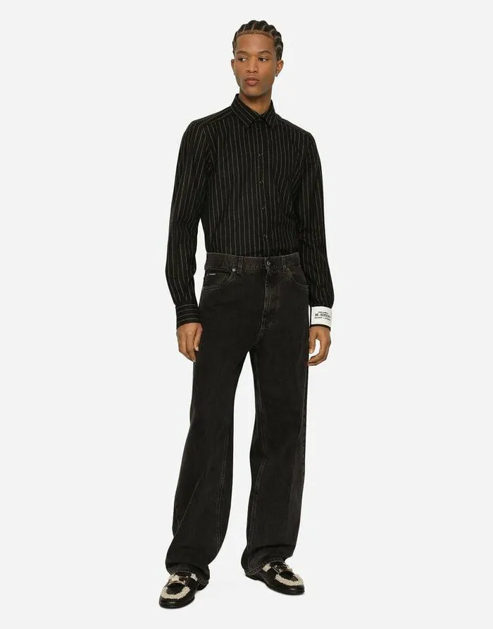 Dolce and Gabbana Denim Men Oversize Washed Denim Jeans Multicolor