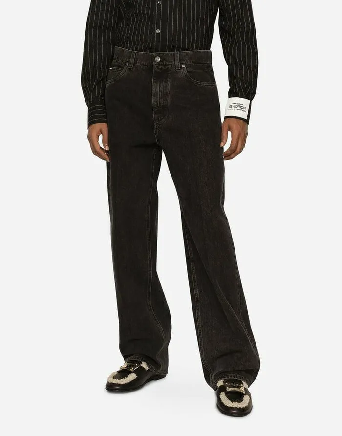 Dolce and Gabbana Denim Men Oversize Washed Denim Jeans Multicolor