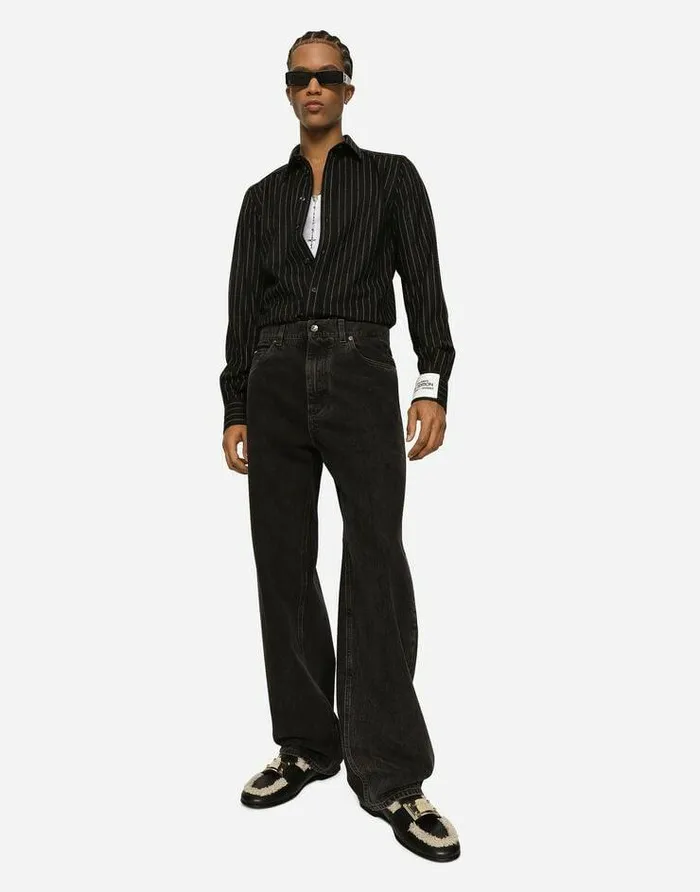 Dolce and Gabbana Denim Men Oversize Washed Denim Jeans Multicolor