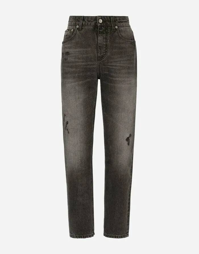 Dolce and Gabbana Denim Women Boyfriend Jeans In Dark Blue Denim Multicolor