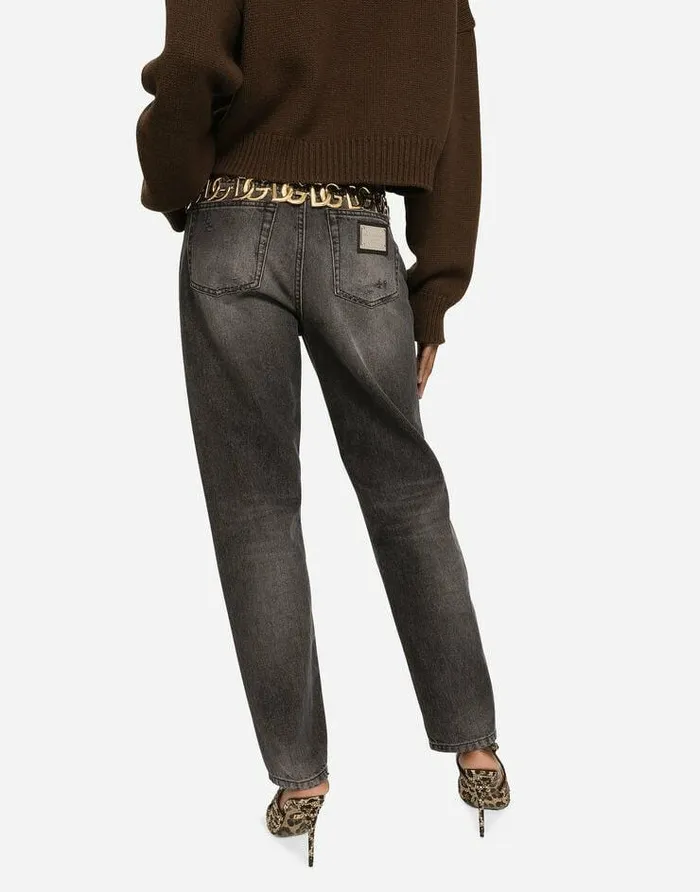 Dolce and Gabbana Denim Women Boyfriend Jeans In Dark Blue Denim Multicolor Dolce and Gabbana Denim Women Boyfriend Jeans In Dark Blue Denim Multicolor