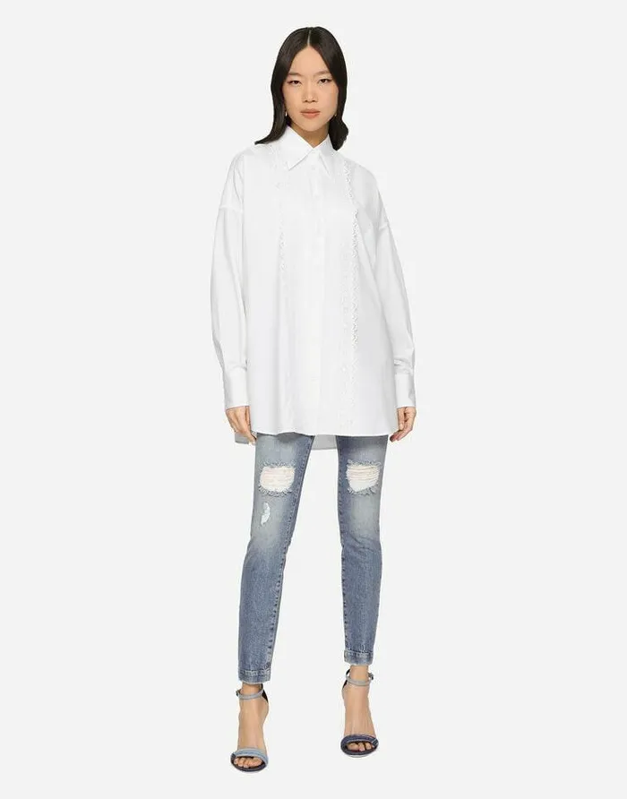 Dolce and Gabbana Denim Women Stretch Denim Audrey Jeans With Rips Azure Dolce and Gabbana Denim Women Stretch Denim Audrey Jeans With Rips Azure