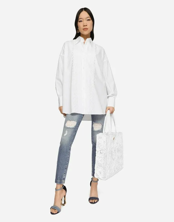 Dolce and Gabbana Denim Women Stretch Denim Audrey Jeans With Rips Azure Dolce and Gabbana Denim Women Stretch Denim Audrey Jeans With Rips Azure