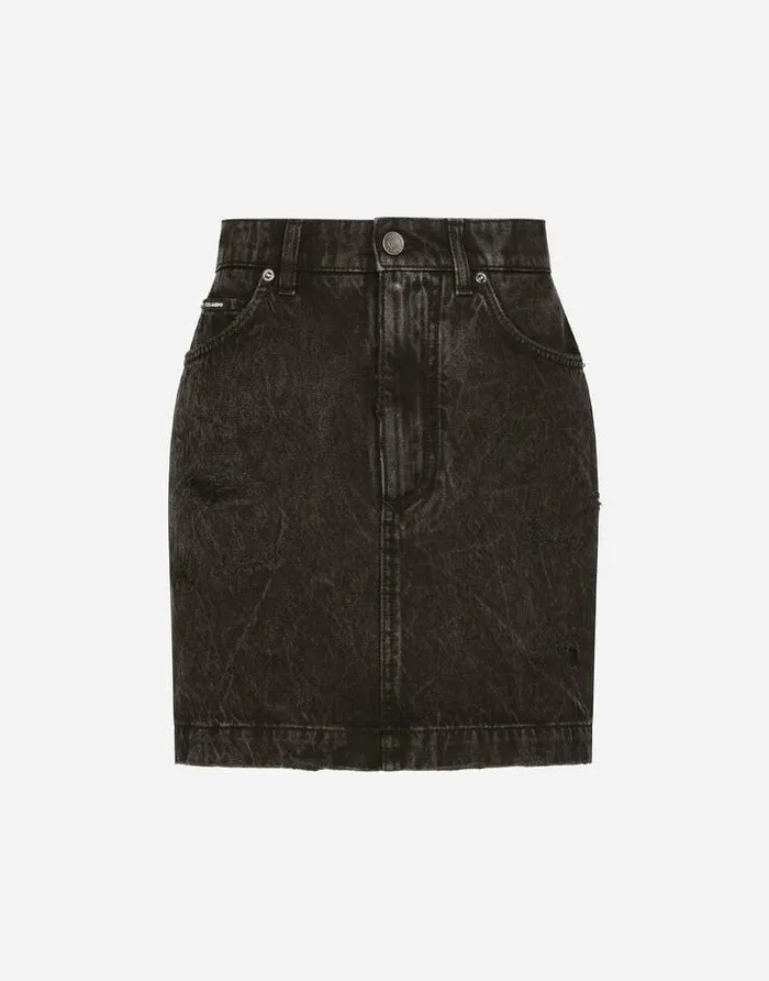 Dolce and Gabbana Denim Women Washed Denim Miniskirt Multicolor