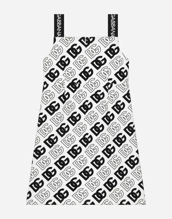 Dolce and Gabbana Dresses Children Interlock Midi Dress With DG Logo Print Multicolor Dolce and Gabbana Dresses Children Interlock Midi Dress With DG Logo Print Multicolor