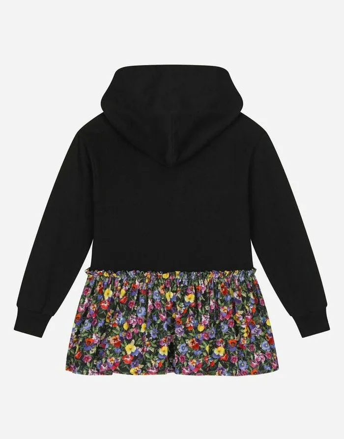 Dolce and Gabbana Dresses Children Longsleeved Dress With Hood And Gathered Skirt Multicolor Dolce and Gabbana Dresses Children Longsleeved Dress With Hood And Gathered Skirt Multicolor