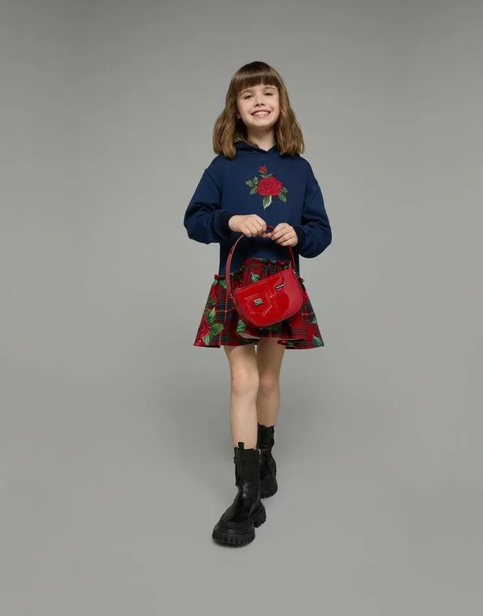 Dolce and Gabbana Dresses Children Longsleeved Dress With Hood And Gathered Skirt Multicolor Dolce and Gabbana Dresses Children Longsleeved Dress With Hood And Gathered Skirt Multicolor