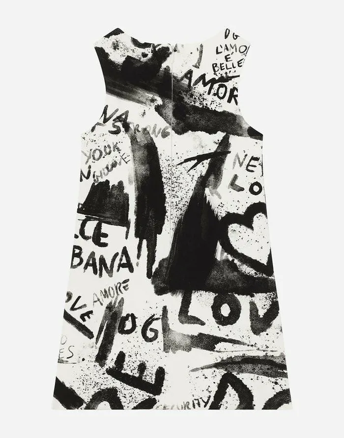 Dolce and Gabbana Dresses Children Short Interlock Dress With Graffiti Print Multicolor Dolce and Gabbana Dresses Children Short Interlock Dress With Graffiti Print Multicolor