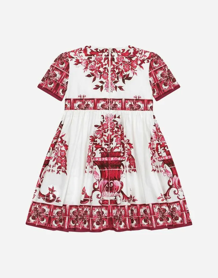 Dolce and Gabbana Dresses Children Shortsleeved Majolicaprint Poplin Dress Multicolor Dolce and Gabbana Dresses Children Shortsleeved Majolicaprint Poplin Dress Multicolor