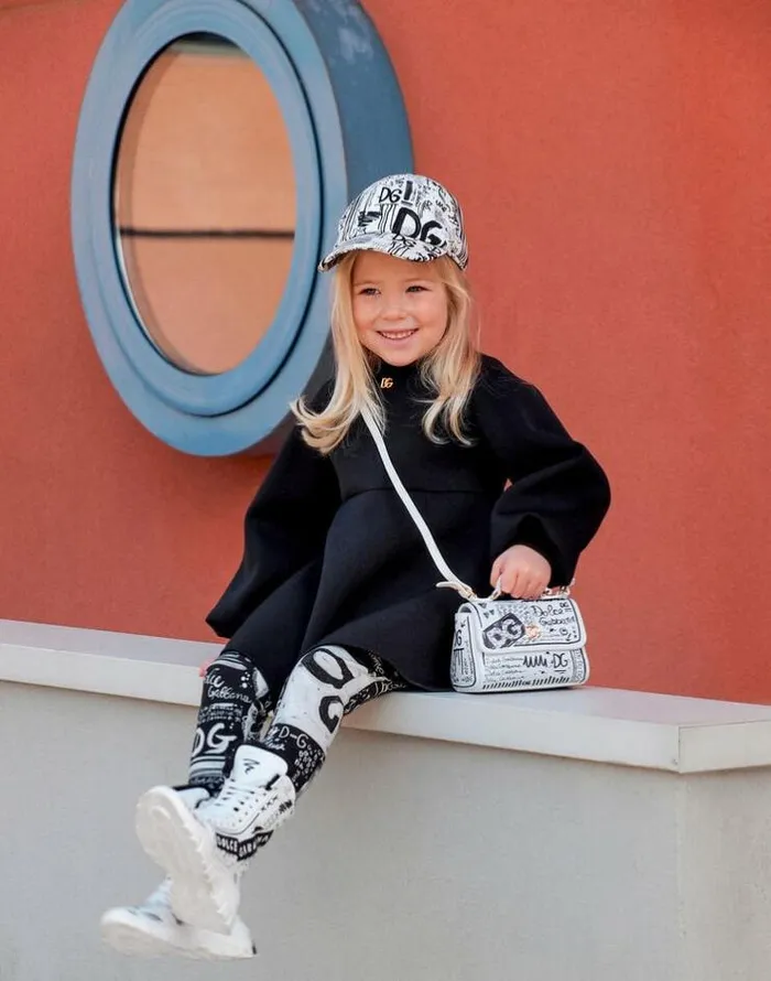 Dolce and Gabbana Dresses Children Technical Jersey Midi Dress With Metal DG Logo Black Dolce and Gabbana Dresses Children Technical Jersey Midi Dress With Metal DG Logo Black