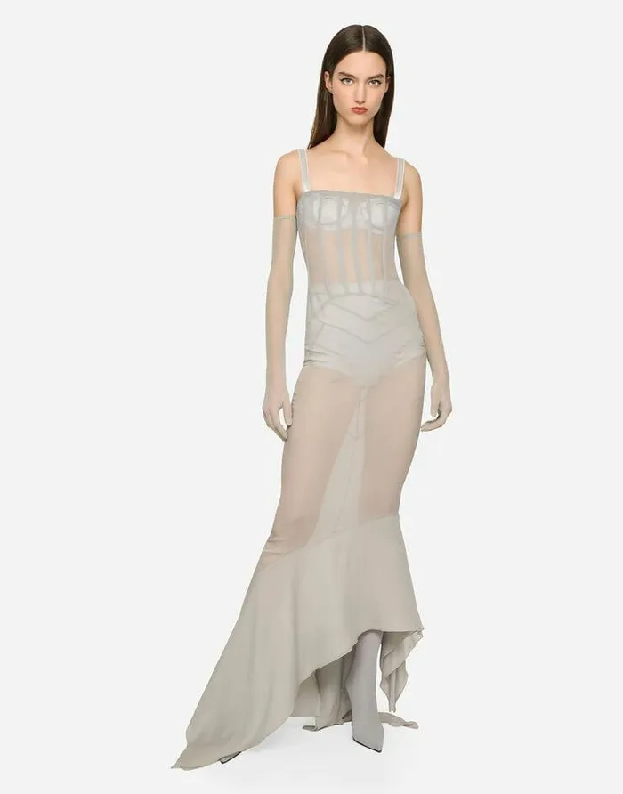 Dolce and Gabbana Dresses Women KIM DOLCEandGABBANA Long Silk Georgette Dress Beige Dolce and Gabbana Dresses Women KIM DOLCEandGABBANA Long Silk Georgette Dress Beige