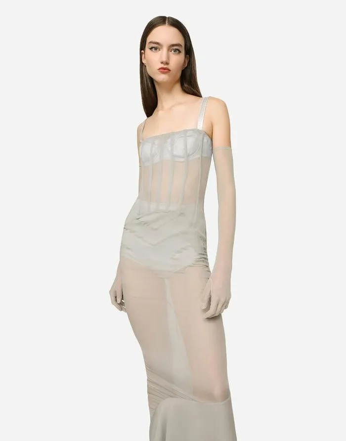Dolce and Gabbana Dresses Women KIM DOLCEandGABBANA Long Silk Georgette Dress Beige Dolce and Gabbana Dresses Women KIM DOLCEandGABBANA Long Silk Georgette Dress Beige