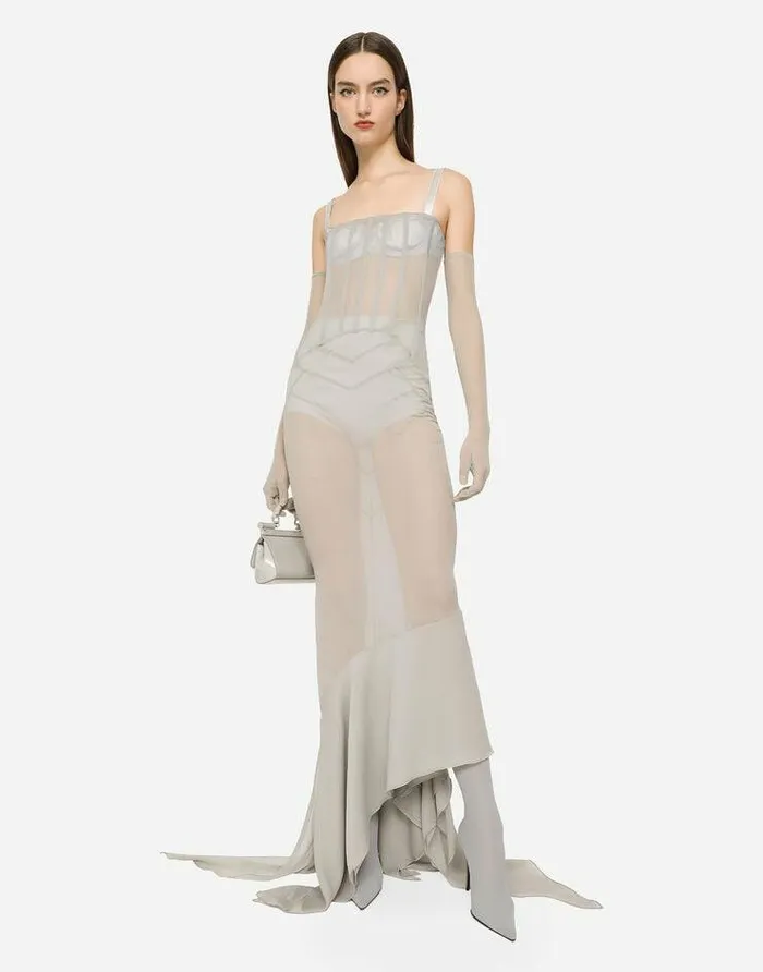 Dolce and Gabbana Dresses Women KIM DOLCEandGABBANA Long Silk Georgette Dress Beige Dolce and Gabbana Dresses Women KIM DOLCEandGABBANA Long Silk Georgette Dress Beige