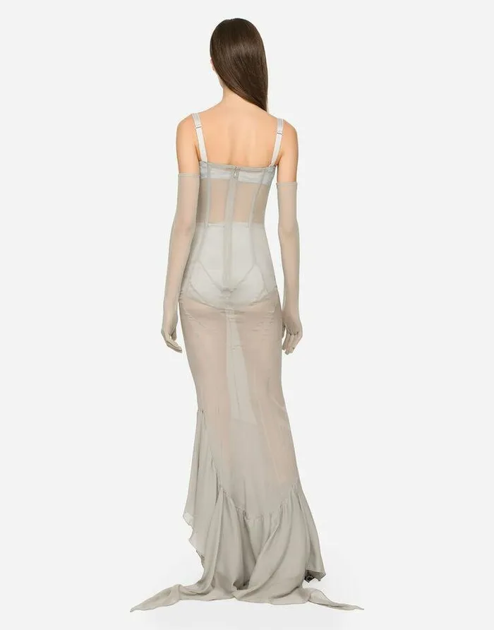 Dolce and Gabbana Dresses Women KIM DOLCEandGABBANA Long Silk Georgette Dress Beige Dolce and Gabbana Dresses Women KIM DOLCEandGABBANA Long Silk Georgette Dress Beige
