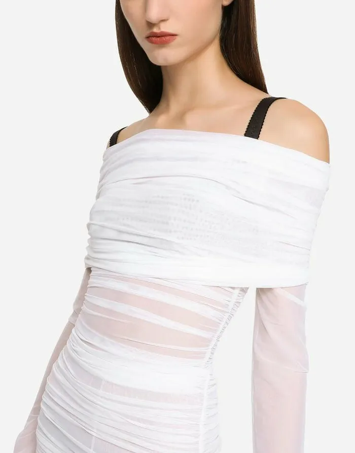 Dolce and Gabbana Dresses Women KIM DOLCEandGABBANA Tulle Calflength Dress White Dolce and Gabbana Dresses Women KIM DOLCEandGABBANA Tulle Calflength Dress White