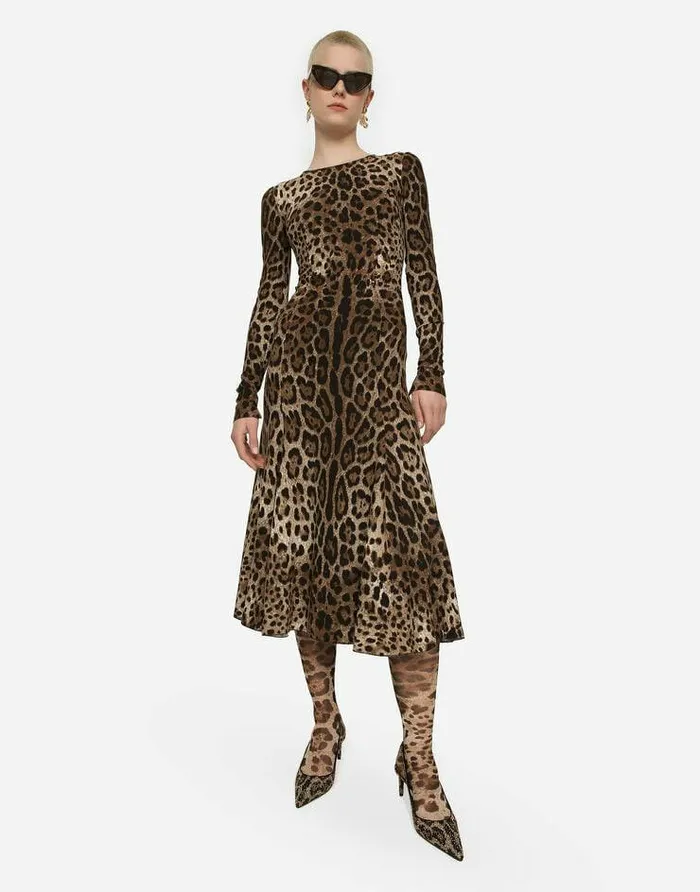 Dolce and Gabbana Dresses Women Leopardprint Calflength Cady Dress Animal Print Dolce and Gabbana Dresses Women Leopardprint Calflength Cady Dress Animal Print