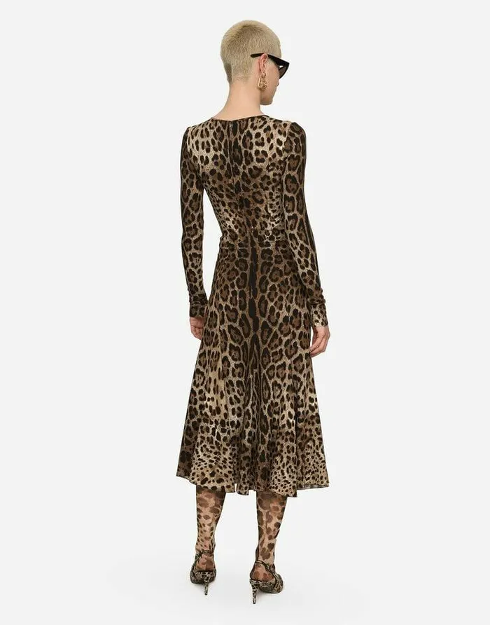 Dolce and Gabbana Dresses Women Leopardprint Calflength Cady Dress Animal Print Dolce and Gabbana Dresses Women Leopardprint Calflength Cady Dress Animal Print