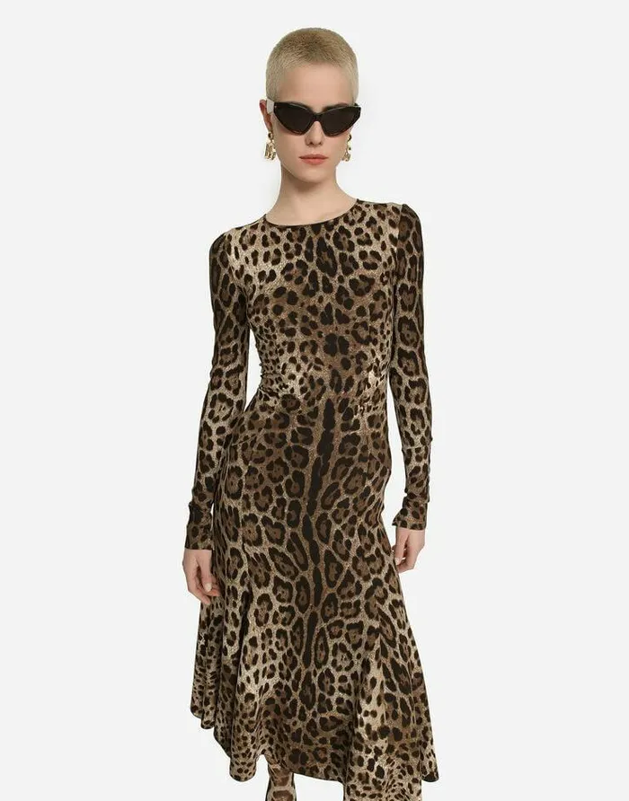 Dolce and Gabbana Dresses Women Leopardprint Calflength Cady Dress Animal Print Dolce and Gabbana Dresses Women Leopardprint Calflength Cady Dress Animal Print