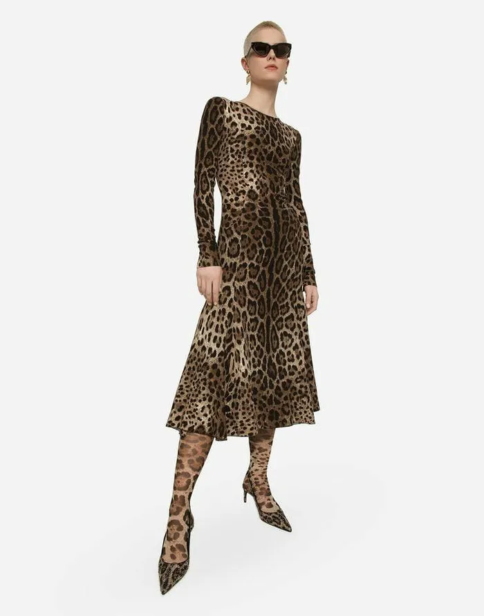Dolce and Gabbana Dresses Women Leopardprint Calflength Cady Dress Animal Print Dolce and Gabbana Dresses Women Leopardprint Calflength Cady Dress Animal Print