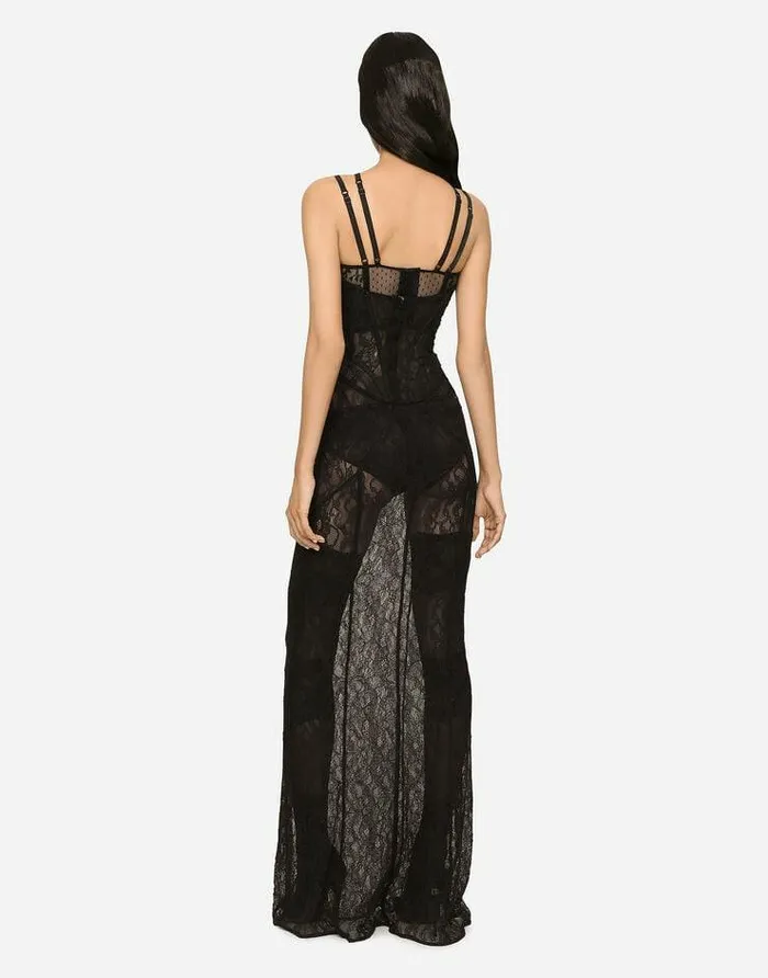 Dolce and Gabbana Dresses Women Long Lace Corset Dress Black Dolce and Gabbana Dresses Women Long Lace Corset Dress Black