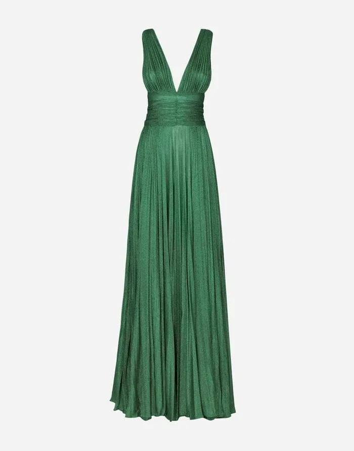 Dolce and Gabbana Dresses Women Long Lam Knit Dress Green