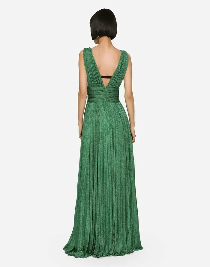 Dolce and Gabbana Dresses Women Long Lam Knit Dress Green Dolce and Gabbana Dresses Women Long Lam Knit Dress Green