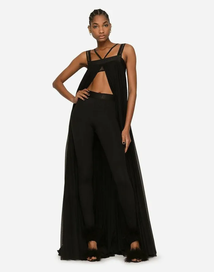 Dolce and Gabbana Dresses Women Long Pleated Tulle Dress Black Dolce and Gabbana Dresses Women Long Pleated Tulle Dress Black