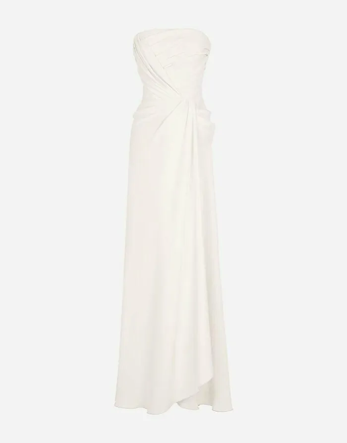 Dolce and Gabbana Dresses Women Long Sable Dress With Side Slit White